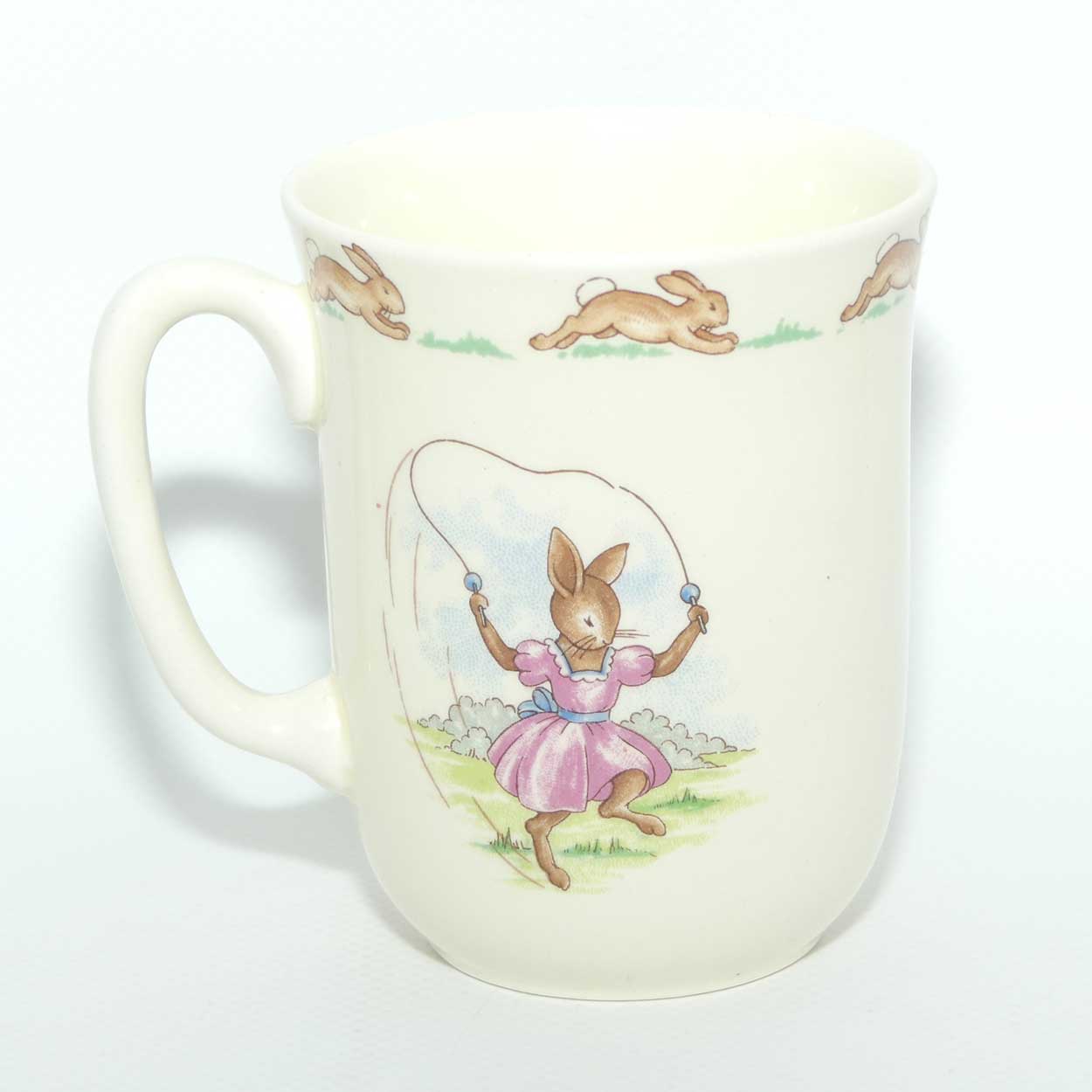 Royal Doulton Bunnykins Swinging and Skipping handled Don beaker