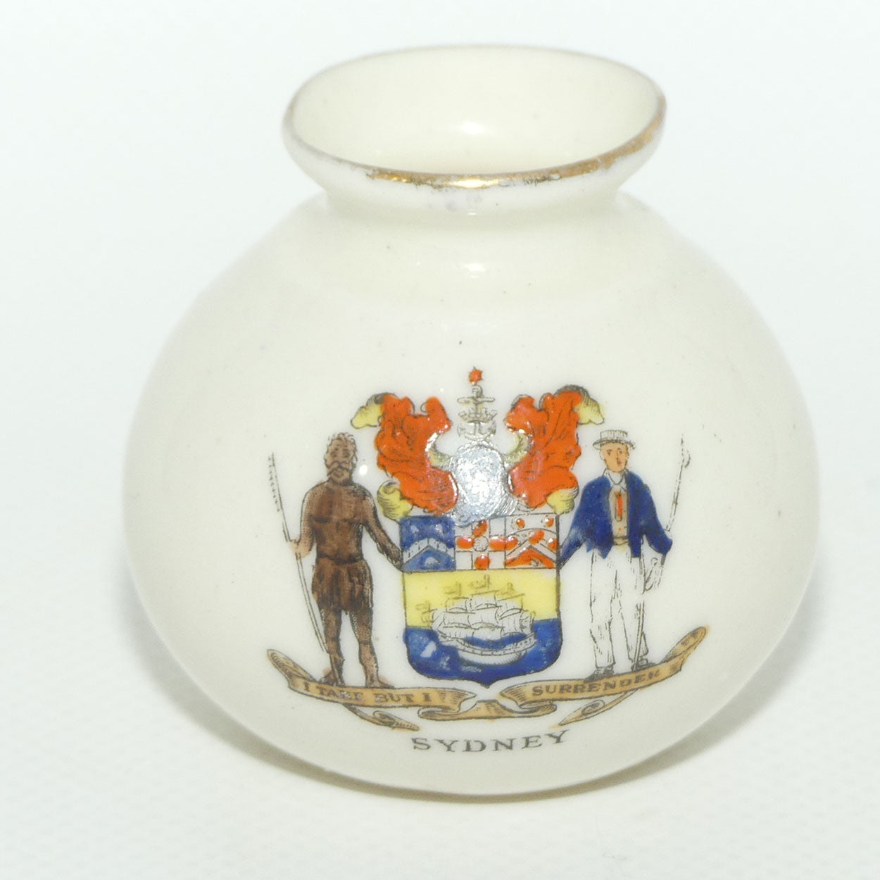 Late Foley Shelley miniature vase Sydney | I take but I Surrender | c.1900