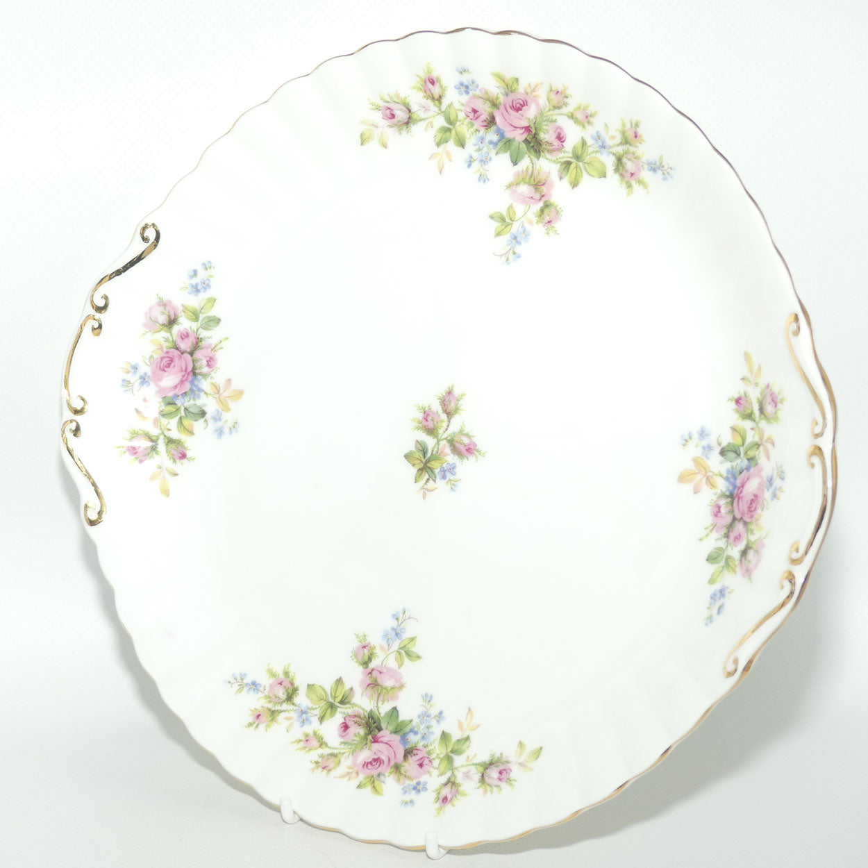 Royal Albert Bone China England Moss Rose handled cake plate | 25cm diam