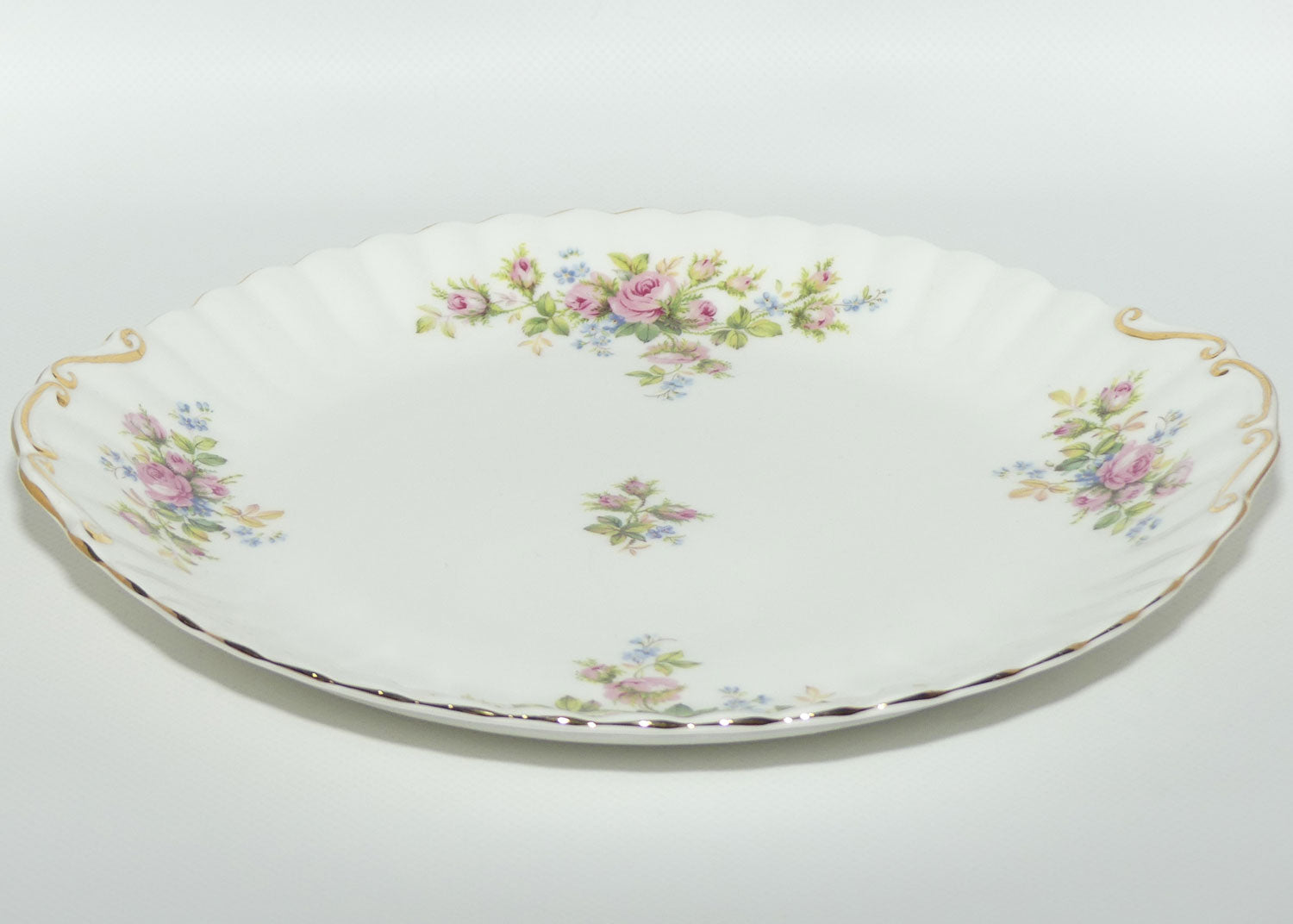 Royal Albert Bone China England Moss Rose handled cake plate | 25cm diam