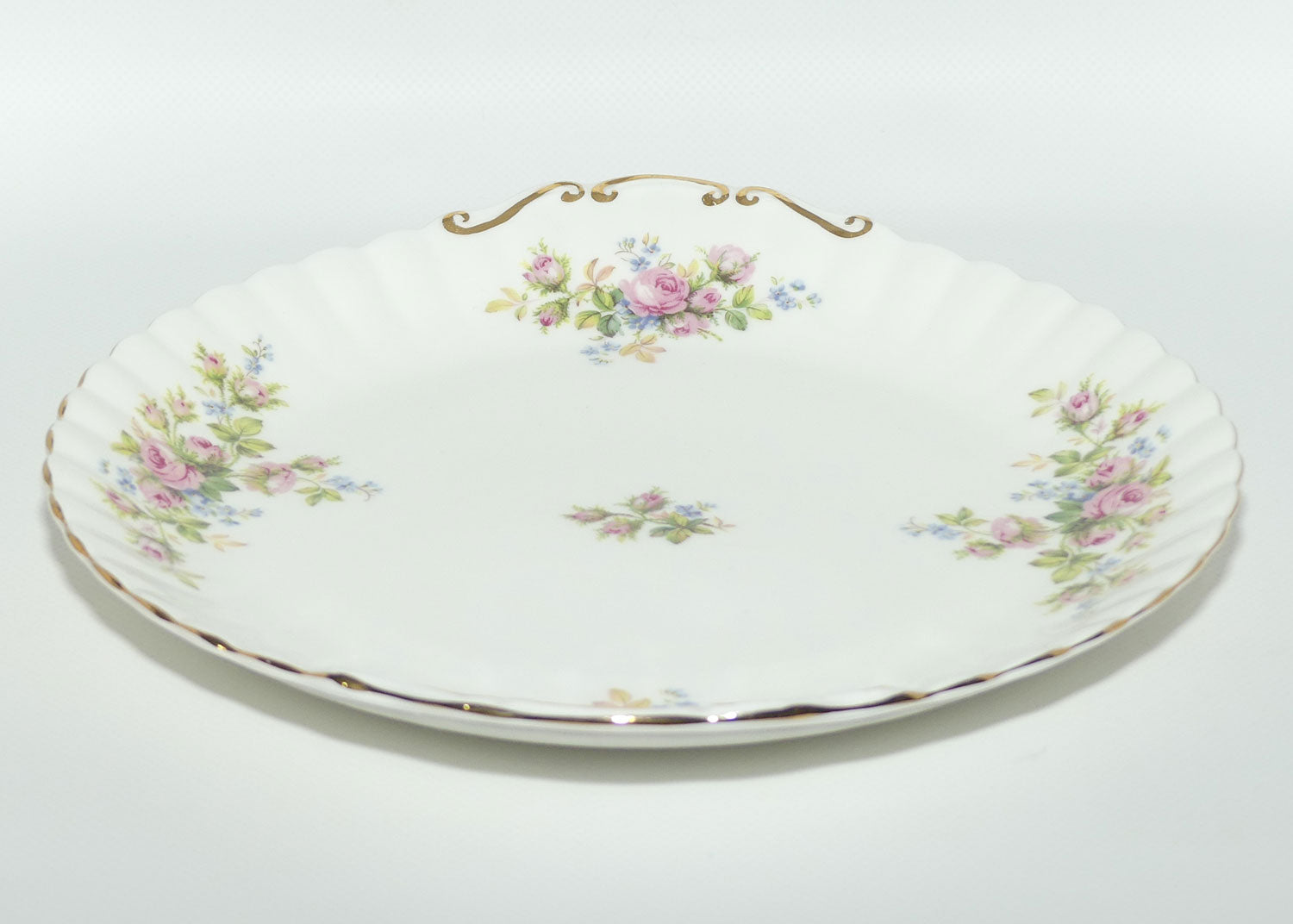 Royal Albert Bone China England Moss Rose handled cake plate | 25cm diam