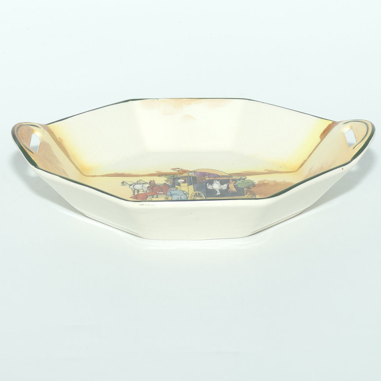 Royal Doulton Coaching Days hexagonal dish with twin handles | D2716