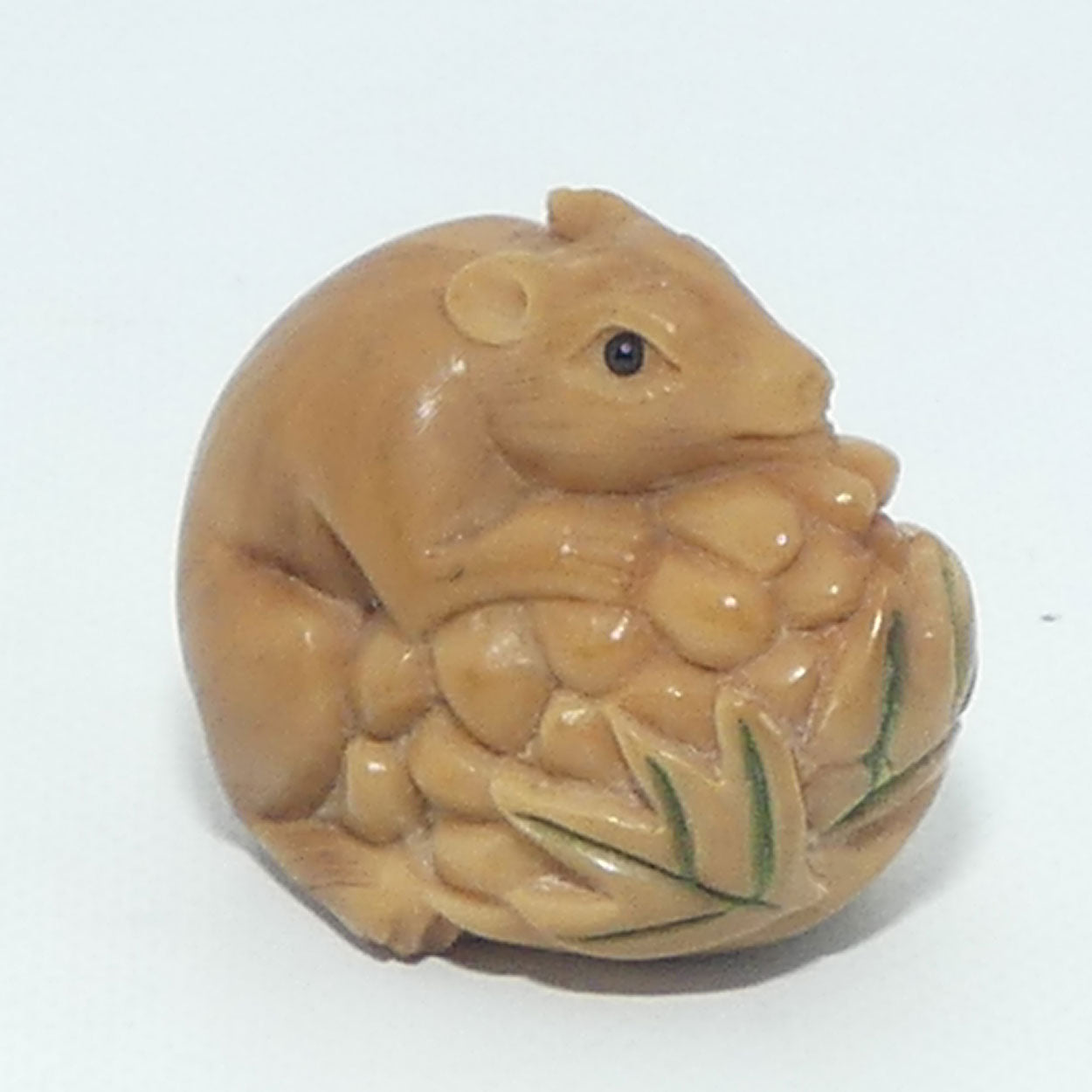 Japanese Carved Tagua Nut | Rat Okimono