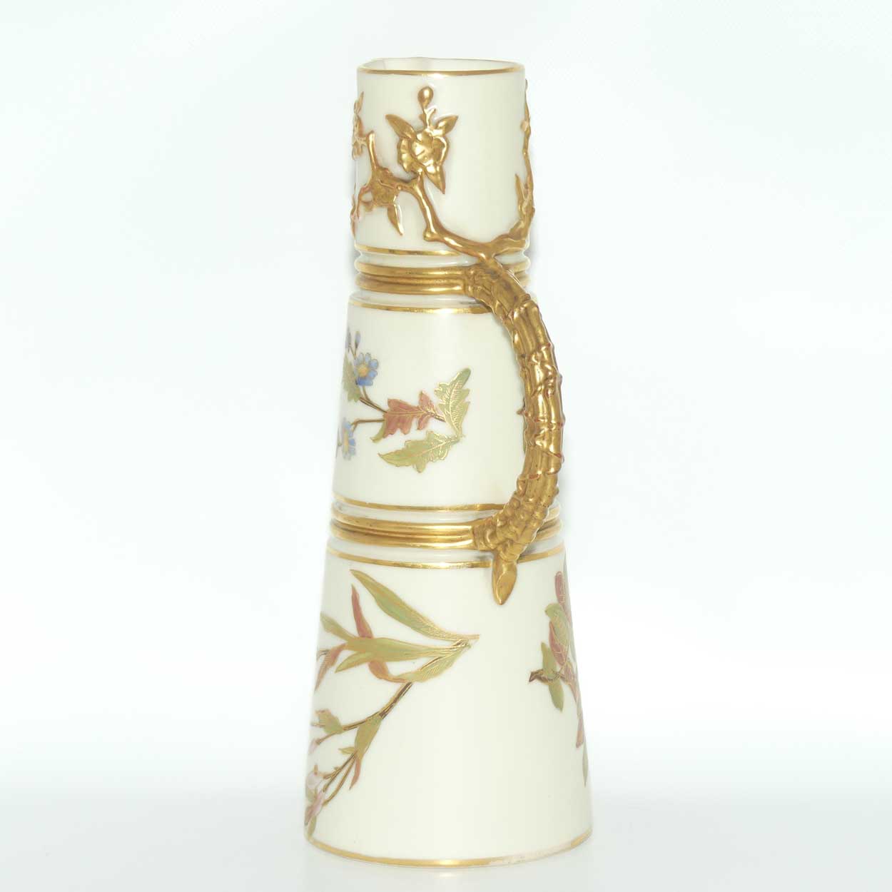 Royal Worcester Blush Ivory hand painted tall conical jug