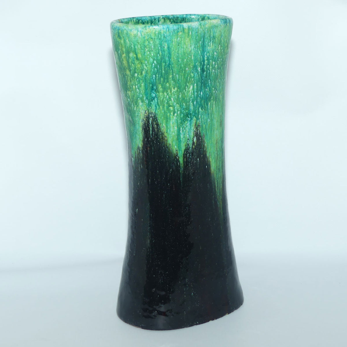 Marcello Fantoni Italy tall vase | 37cm | Green transition Glaze | Mid Century Design