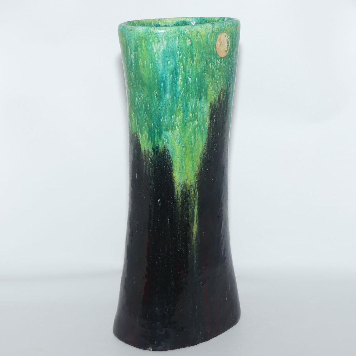 Marcello Fantoni Italy tall vase | 37cm | Green transition Glaze | Mid Century Design