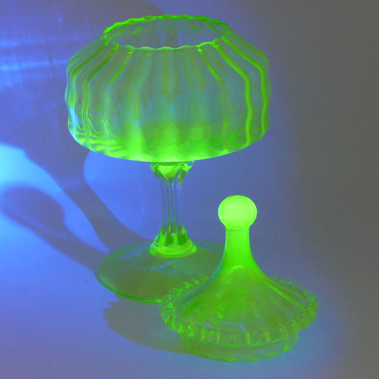 Mid Century Modern Uranium Glass Empoli Bonbon Jar | 32cms tall