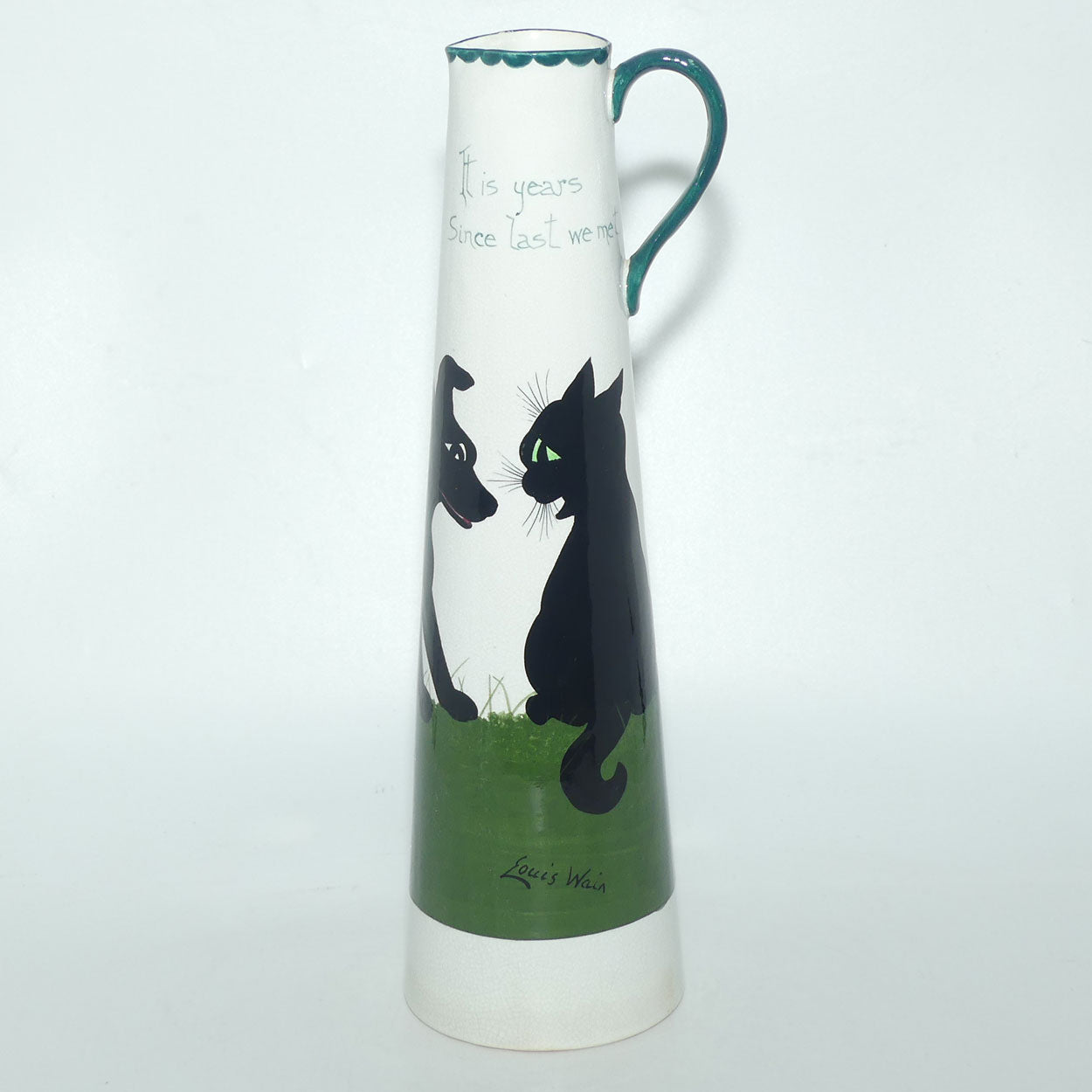 The Bristol Cat and Dog Pottery tall ewer | decorated by Louis Wain