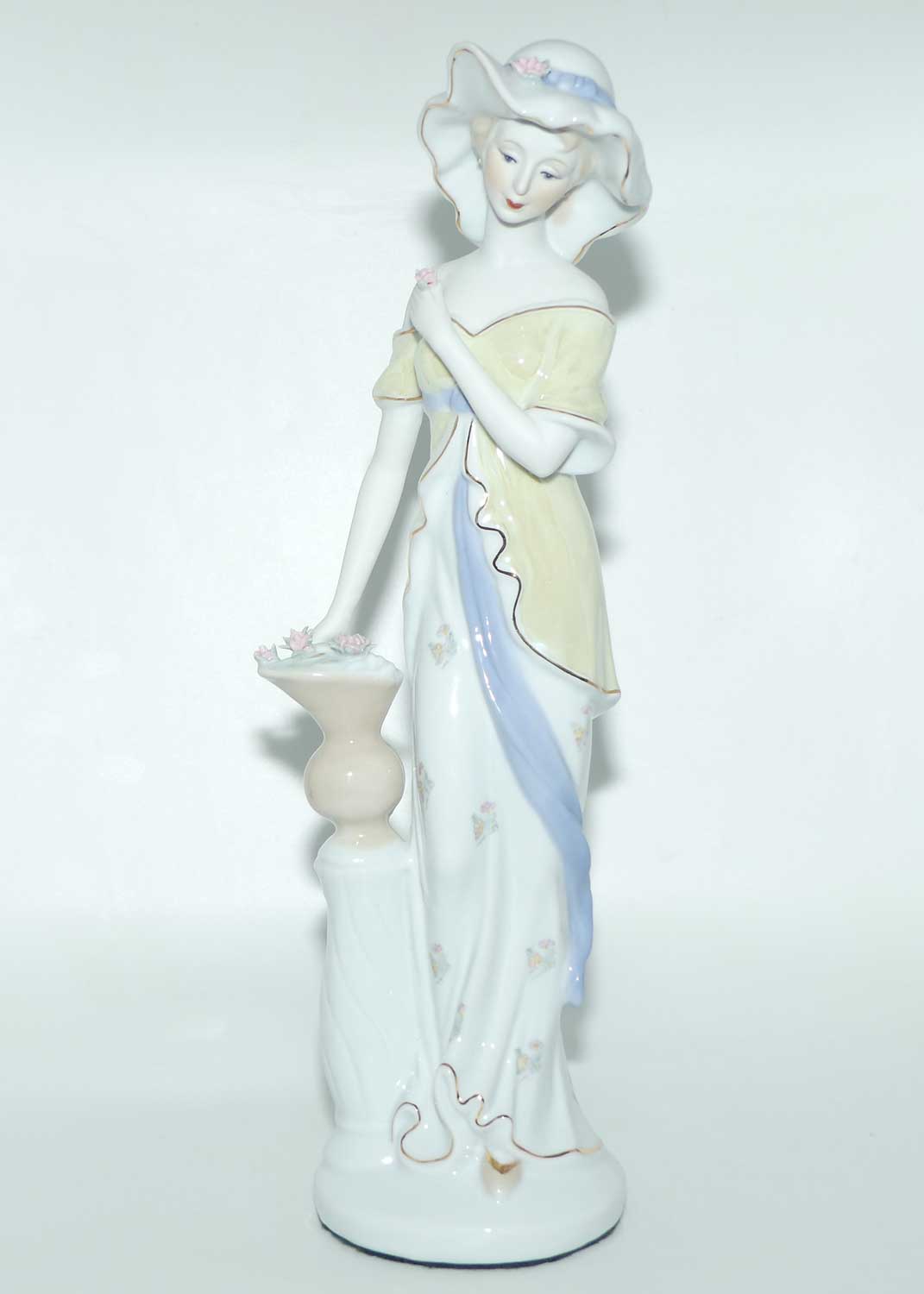 Mid Century Tall Lady figure | Posed beside Urn in Garden