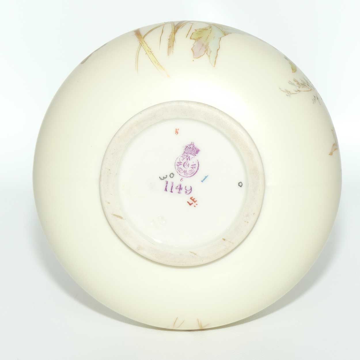 Royal Worcester Blush Ivory hand painted tall narrow neck bulbous vase with reticulated neck