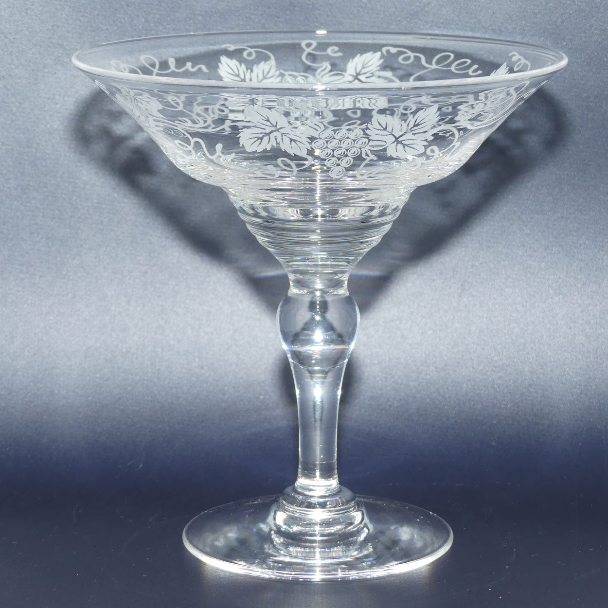 Stuart Crystal England compote | Acid Etched Grape and Vine design