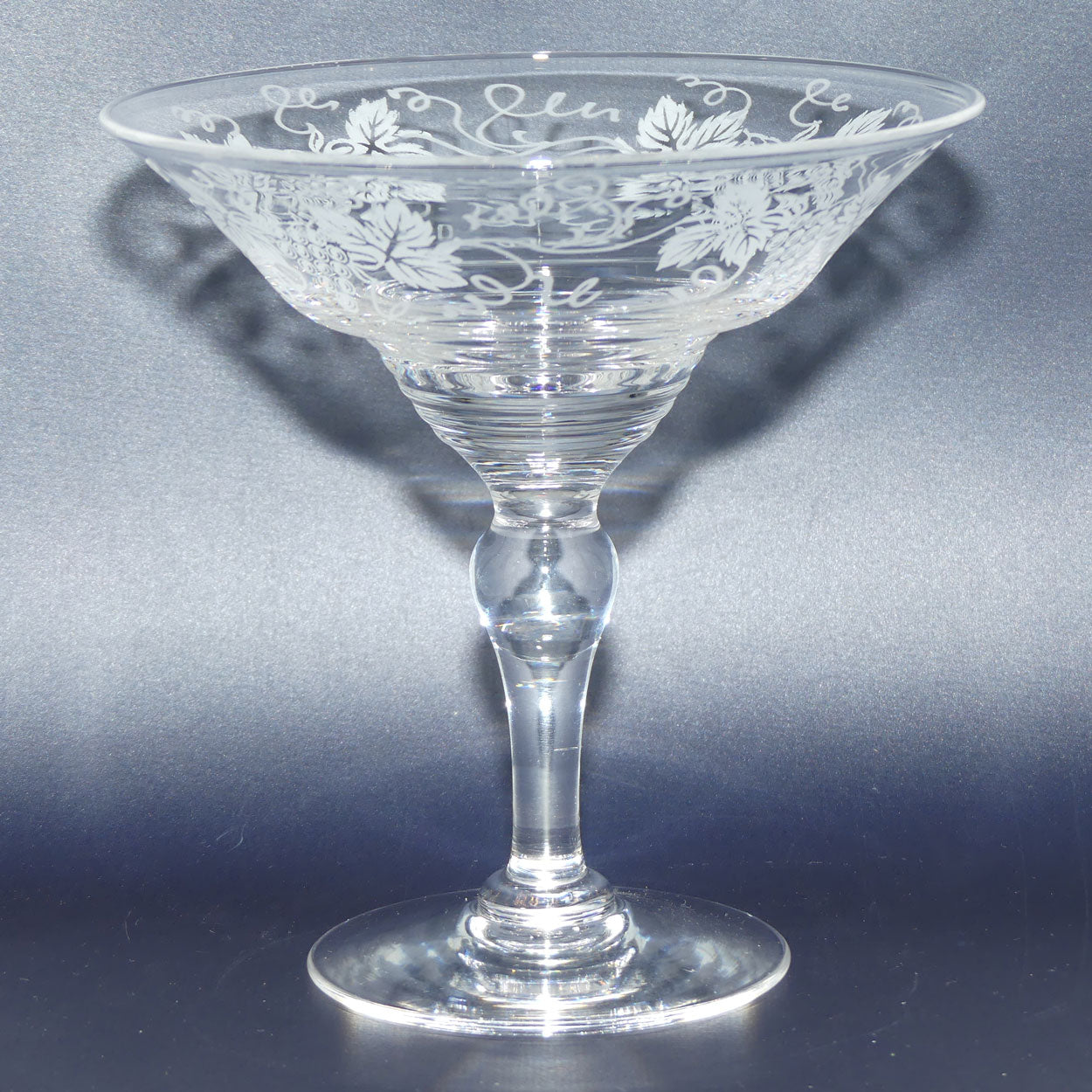 Stuart Crystal England compote | Acid Etched Grape and Vine design