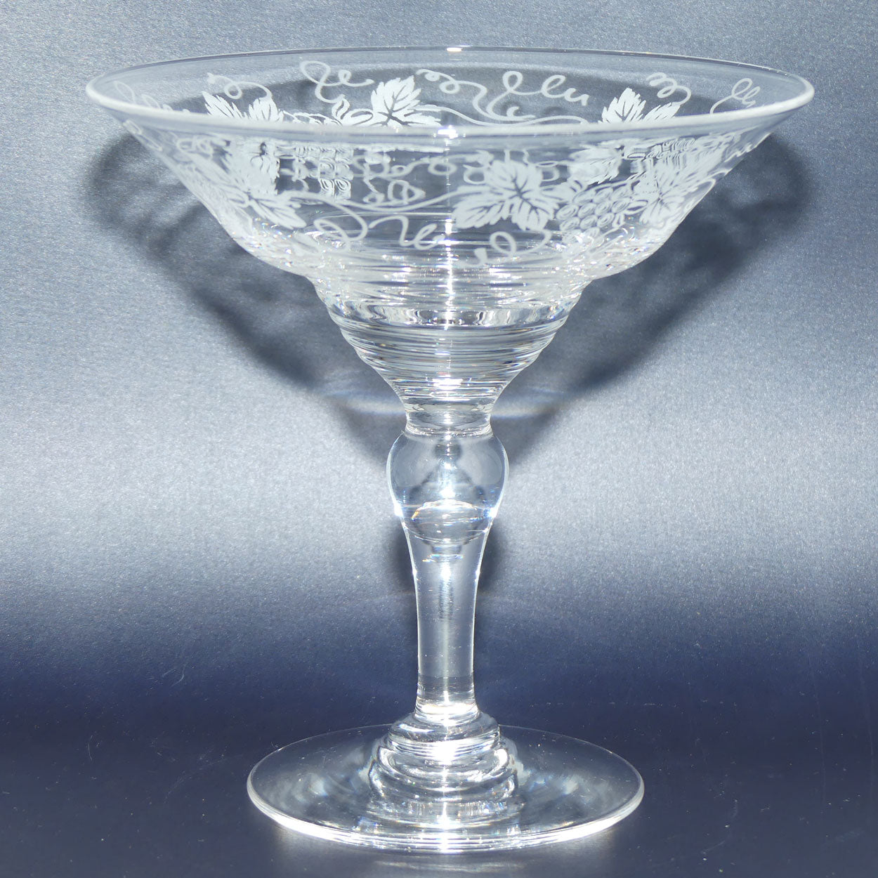 Stuart Crystal England compote | Acid Etched Grape and Vine design