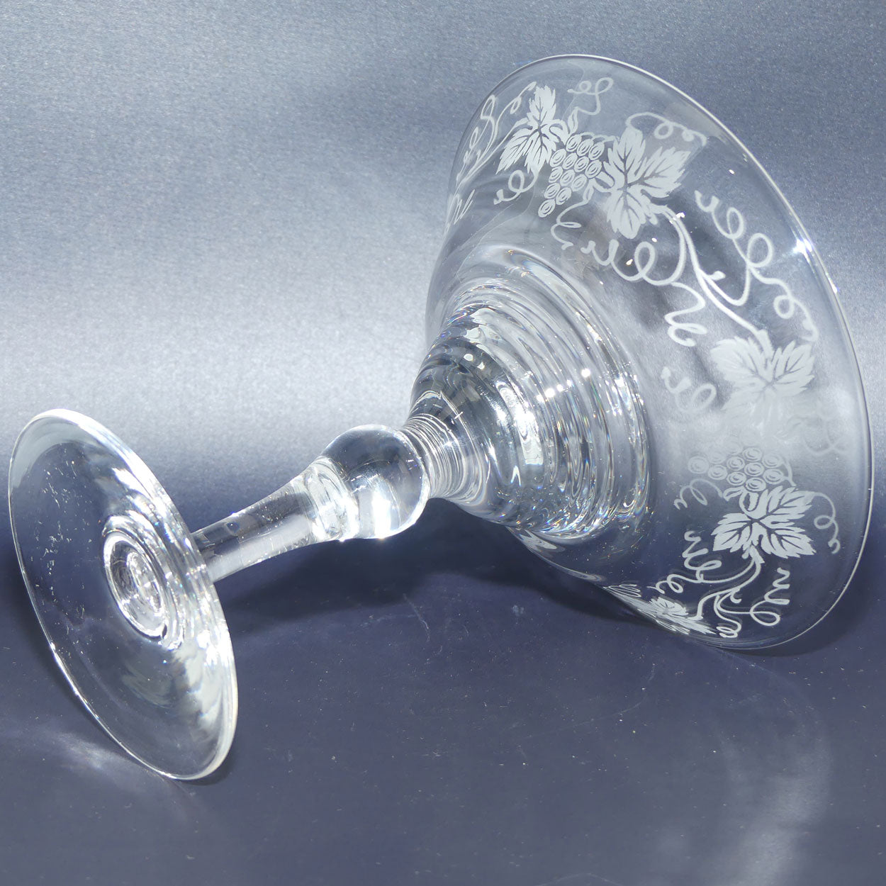 Stuart Crystal England compote | Acid Etched Grape and Vine design