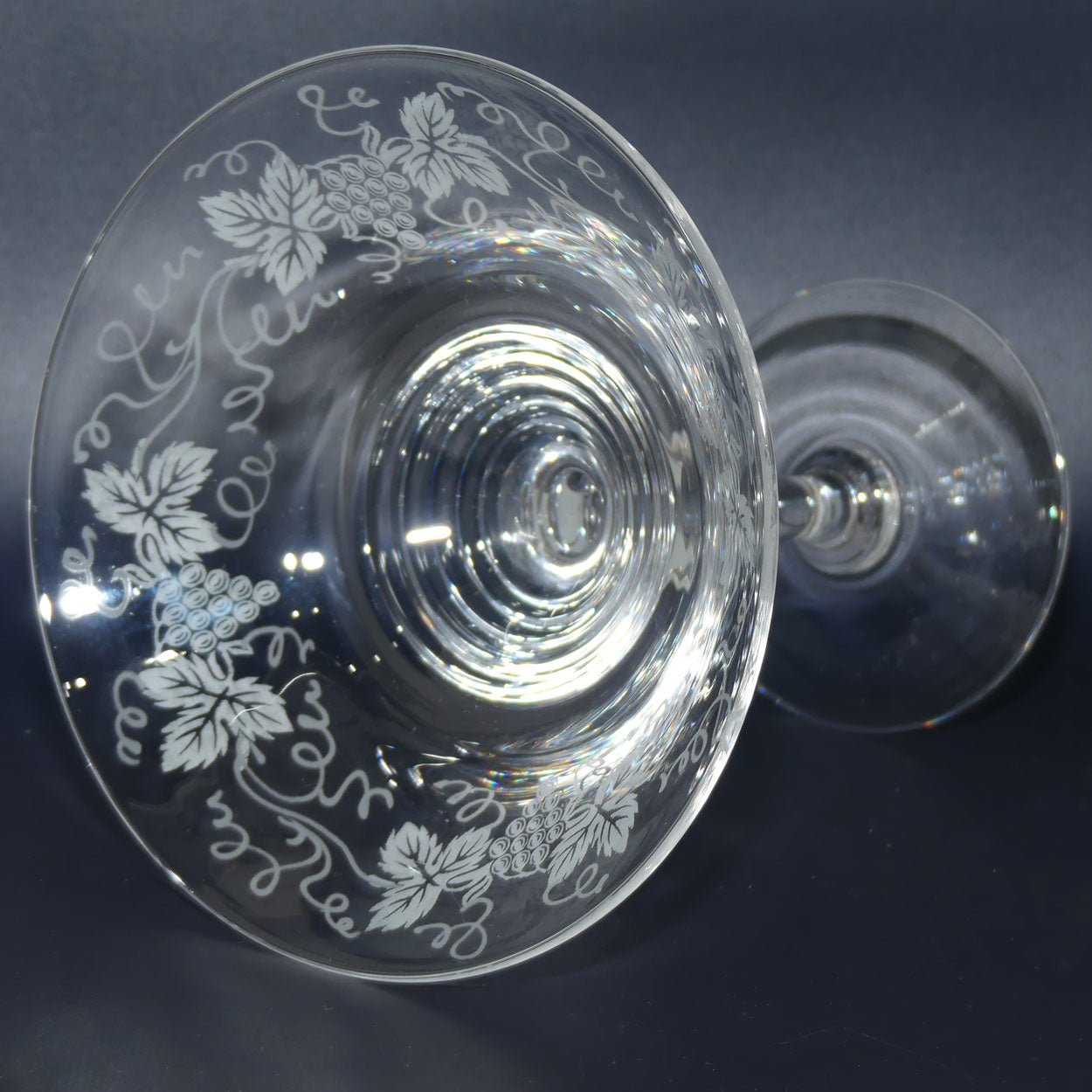 Stuart Crystal England compote | Acid Etched Grape and Vine design