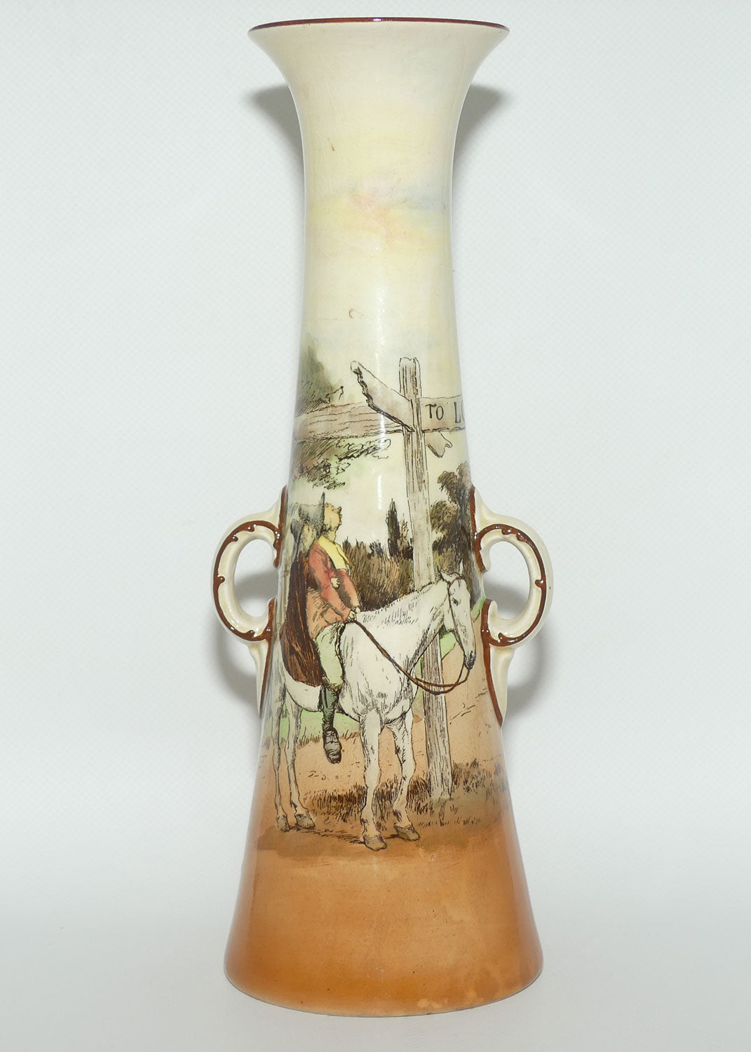 Royal Doulton Sir Roger De Coverley tall twin handle vase D3418 | The Spectators return to Town