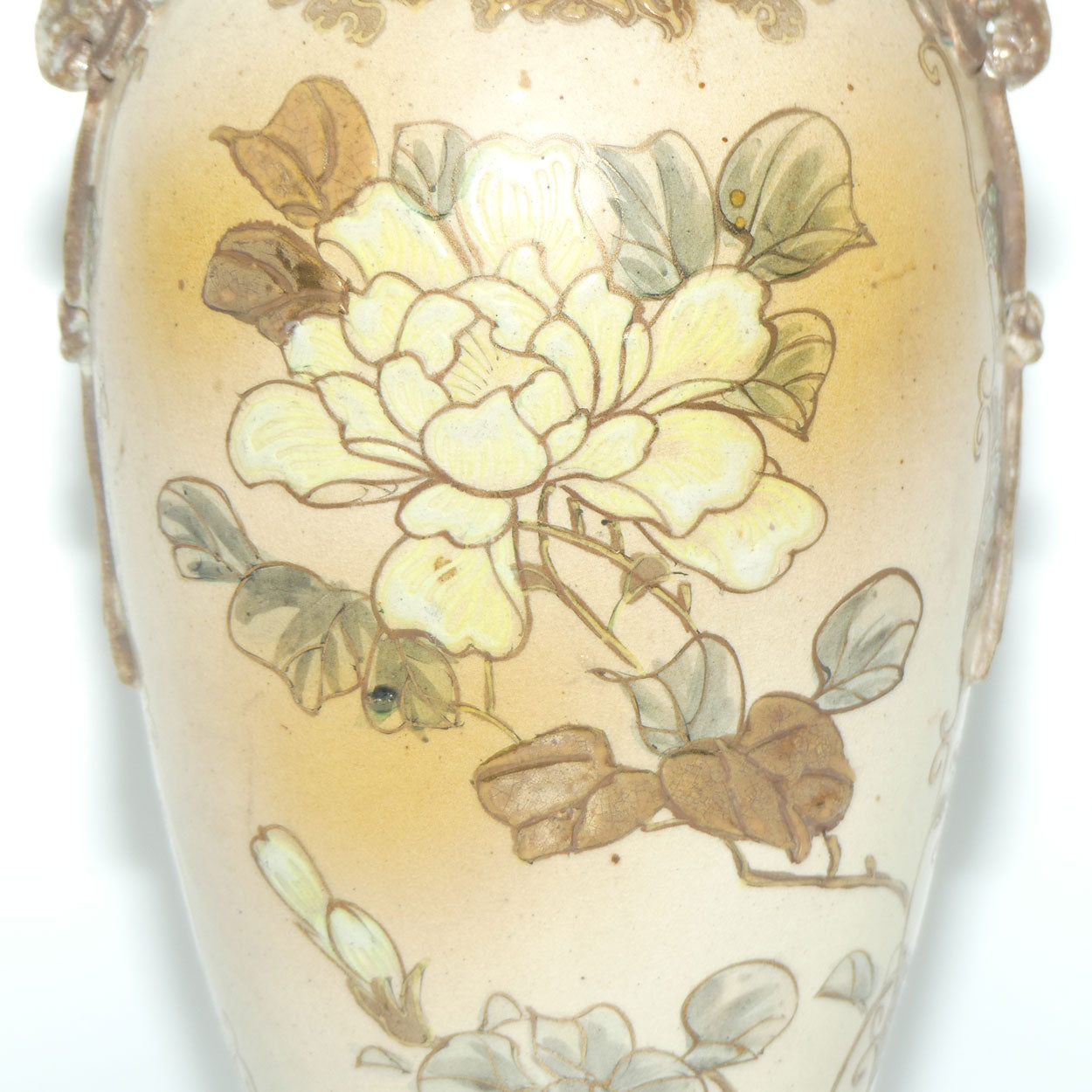 Fine Export quality Japanese Satsuma vase with moulded Elephant handles