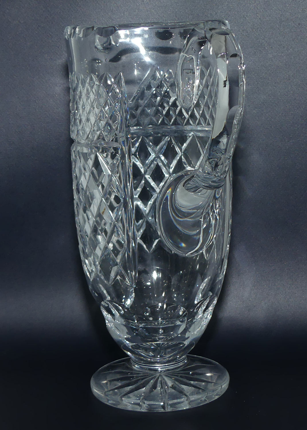 Tall Diamond Cut Crystal Water Jug