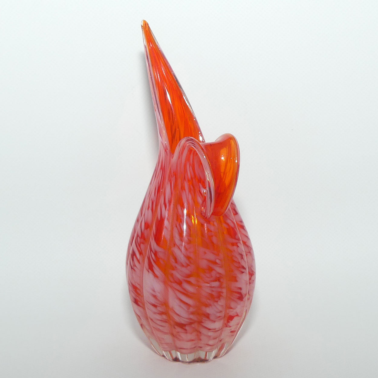 Vintage Lefton Art Glass Tangerine and White jug