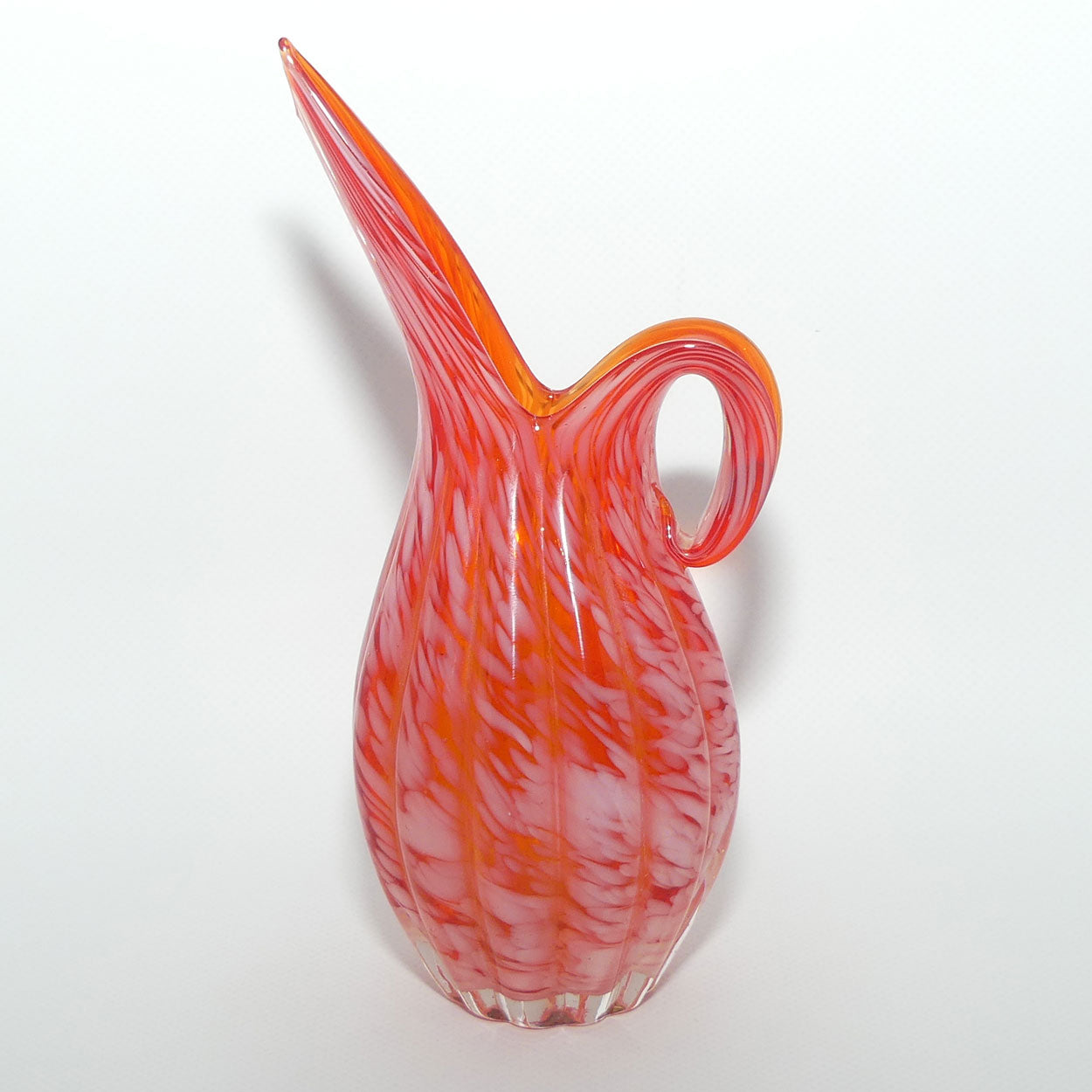 Vintage Lefton Art Glass Tangerine and White jug
