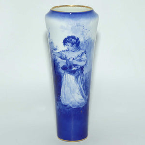 Royal Doulton Blue Childrens tapering vase |Girl Gathering Flowers|