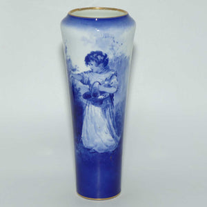 Royal Doulton Blue Childrens tapering vase |Girl Gathering Flowers|