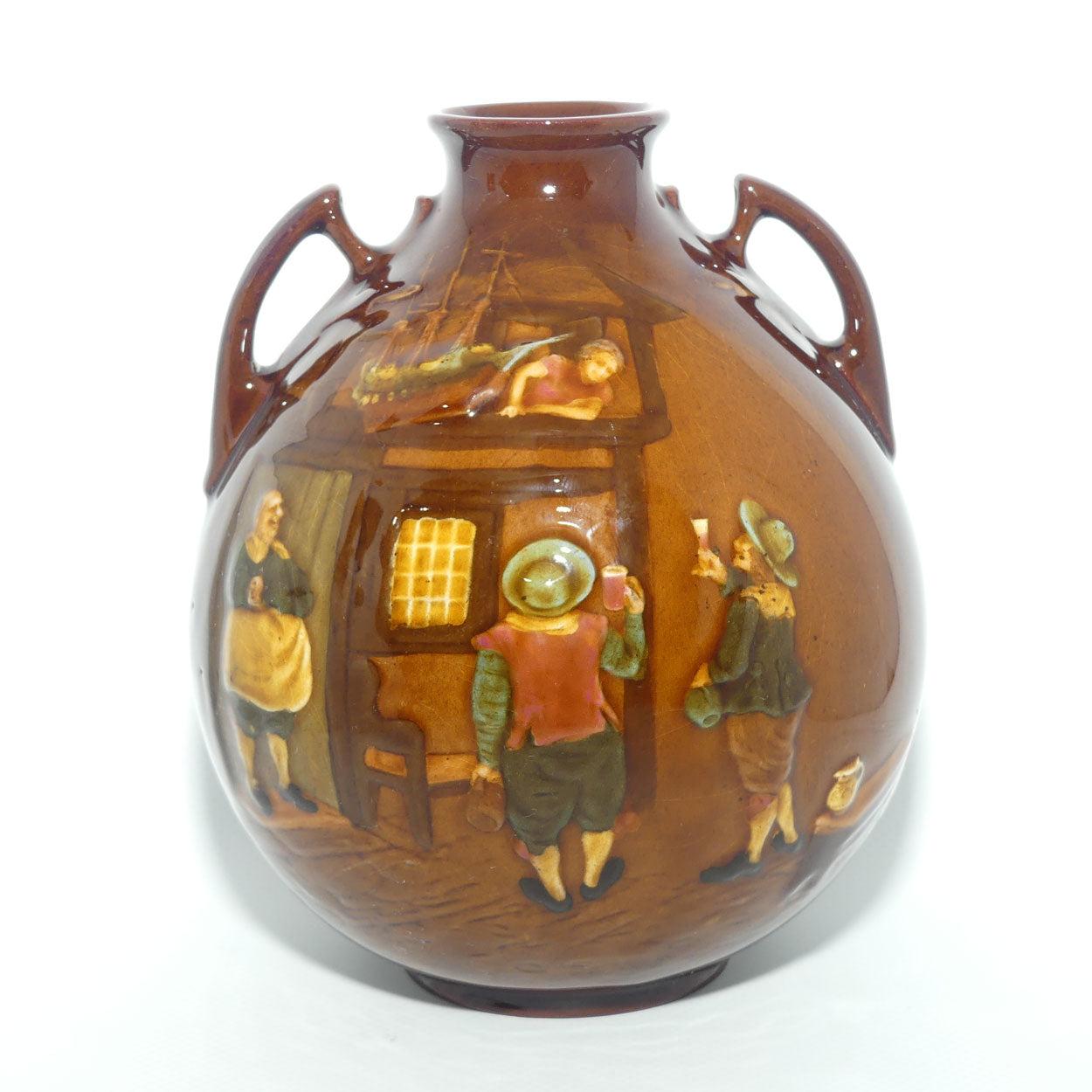 Royal Doulton Kingsware Tavern scene vase | Double handles | Ovoid shape