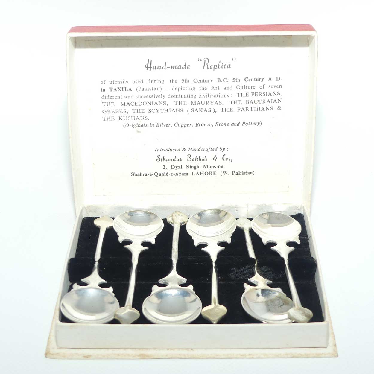 Boxed set of 6 Silver Plated Ancient Style Pakistan Spoons | Utensils