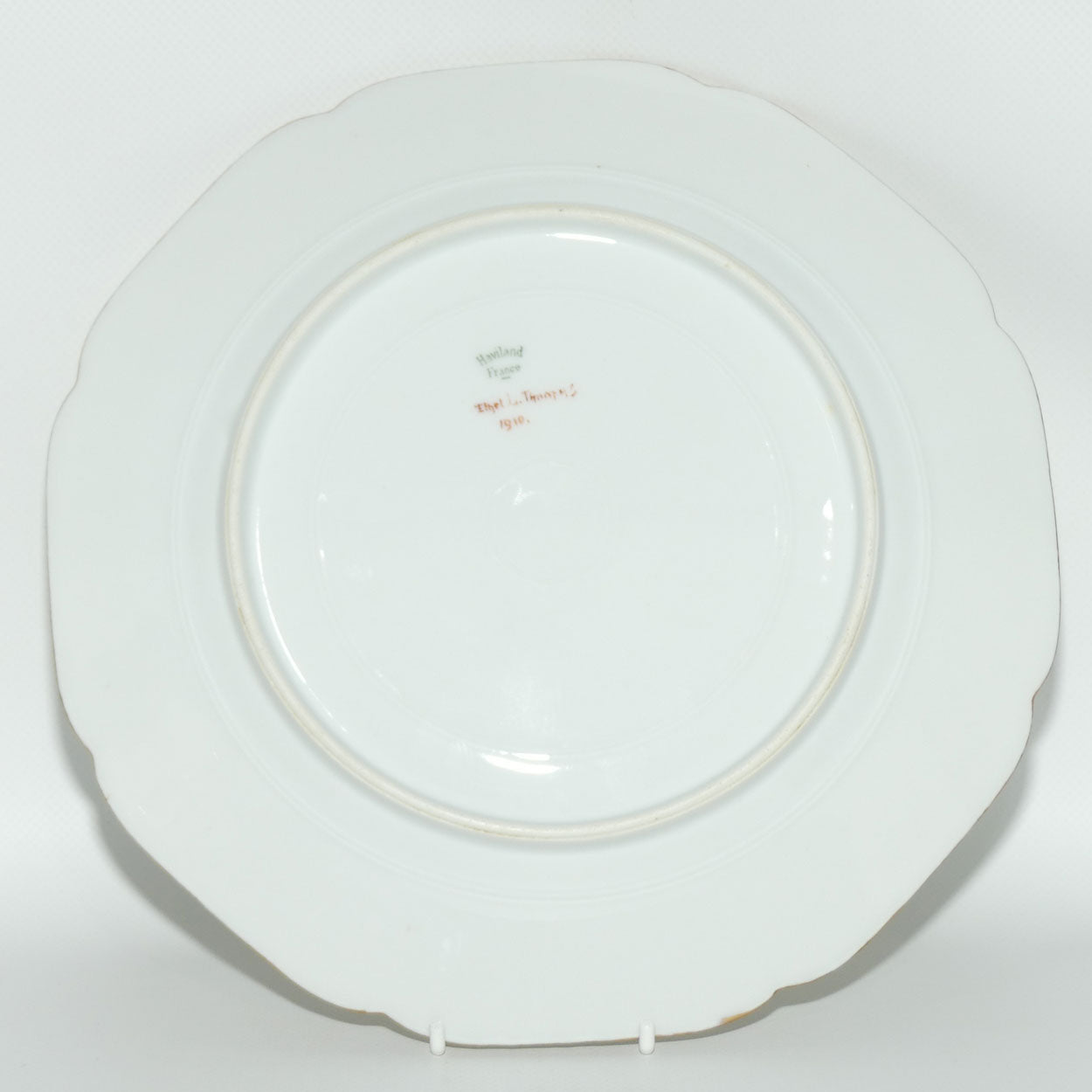 Early Australian China Painted plate decorated with Birds and crested initials | 26cm | #4 | by Ethel L Thomas 1910