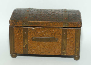 Arts and Crafts era Beaten Copper Tea Caddy in the shape of Treasure Chest