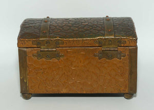 Arts and Crafts era Beaten Copper Tea Caddy in the shape of Treasure Chest