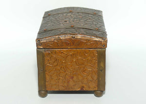 Arts and Crafts era Beaten Copper Tea Caddy in the shape of Treasure Chest