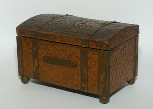 Arts and Crafts era Beaten Copper Tea Caddy in the shape of Treasure Chest