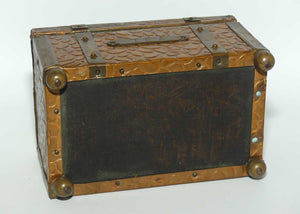 Arts and Crafts era Beaten Copper Tea Caddy in the shape of Treasure Chest