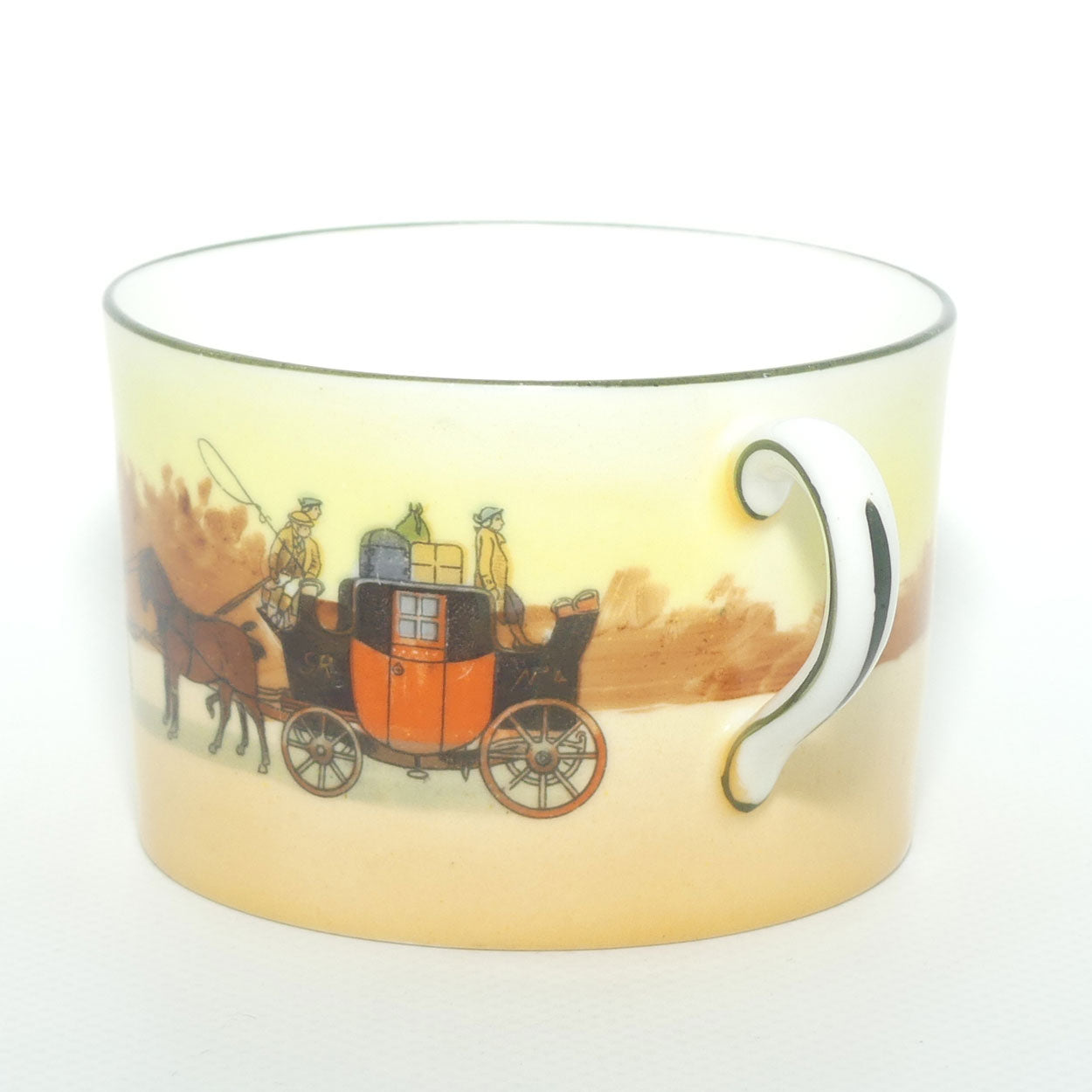 Royal Doulton Coaching Days cylindrical shape tea can and saucer E3804