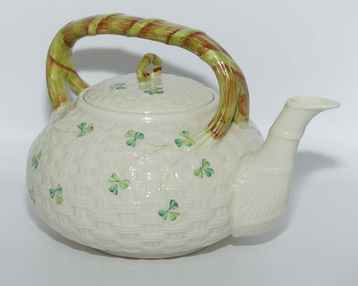 Belleek Shamrock Basket Weave Tea Kettle | 3rd Green mark