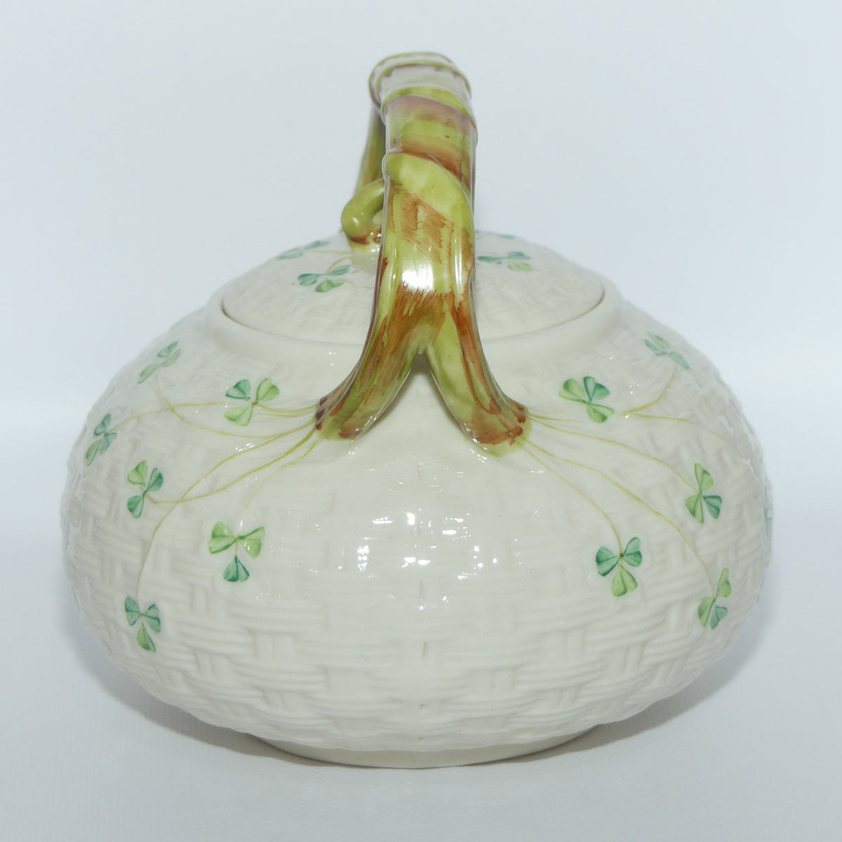 Belleek Shamrock Basket Weave Tea Kettle | 3rd Green mark