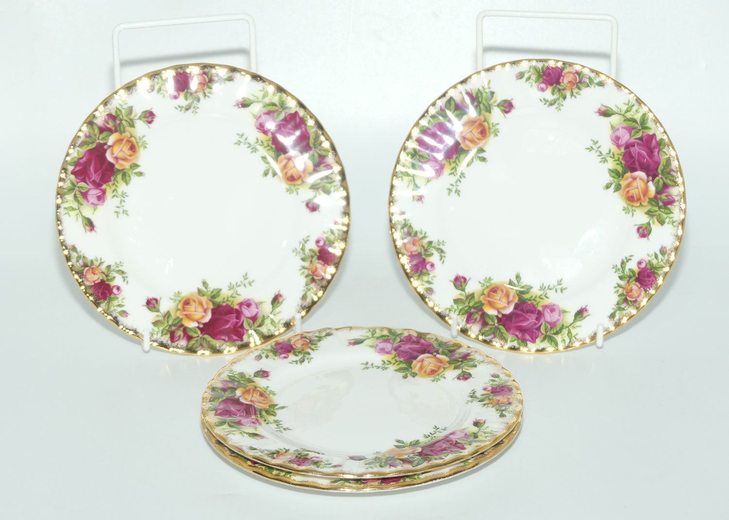 Royal Albert Bone China England Old Country Roses tea plate set of 4 | 16cm diameter |© 1962 Royal Albert Ltd backstamp