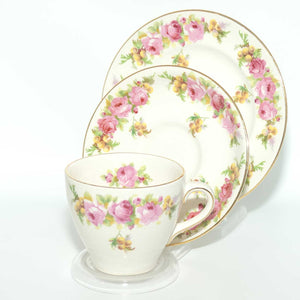 Royal Doulton Roses and Wattle tea trio