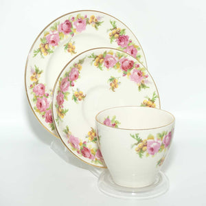 Royal Doulton Roses and Wattle tea trio