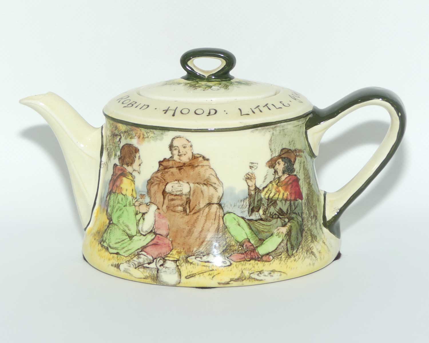 Royal Doulton Under the Greenwood Tree | Robin Hood Clive shape tea pot | Robin Hood Little John & Jovial Friar Tuck