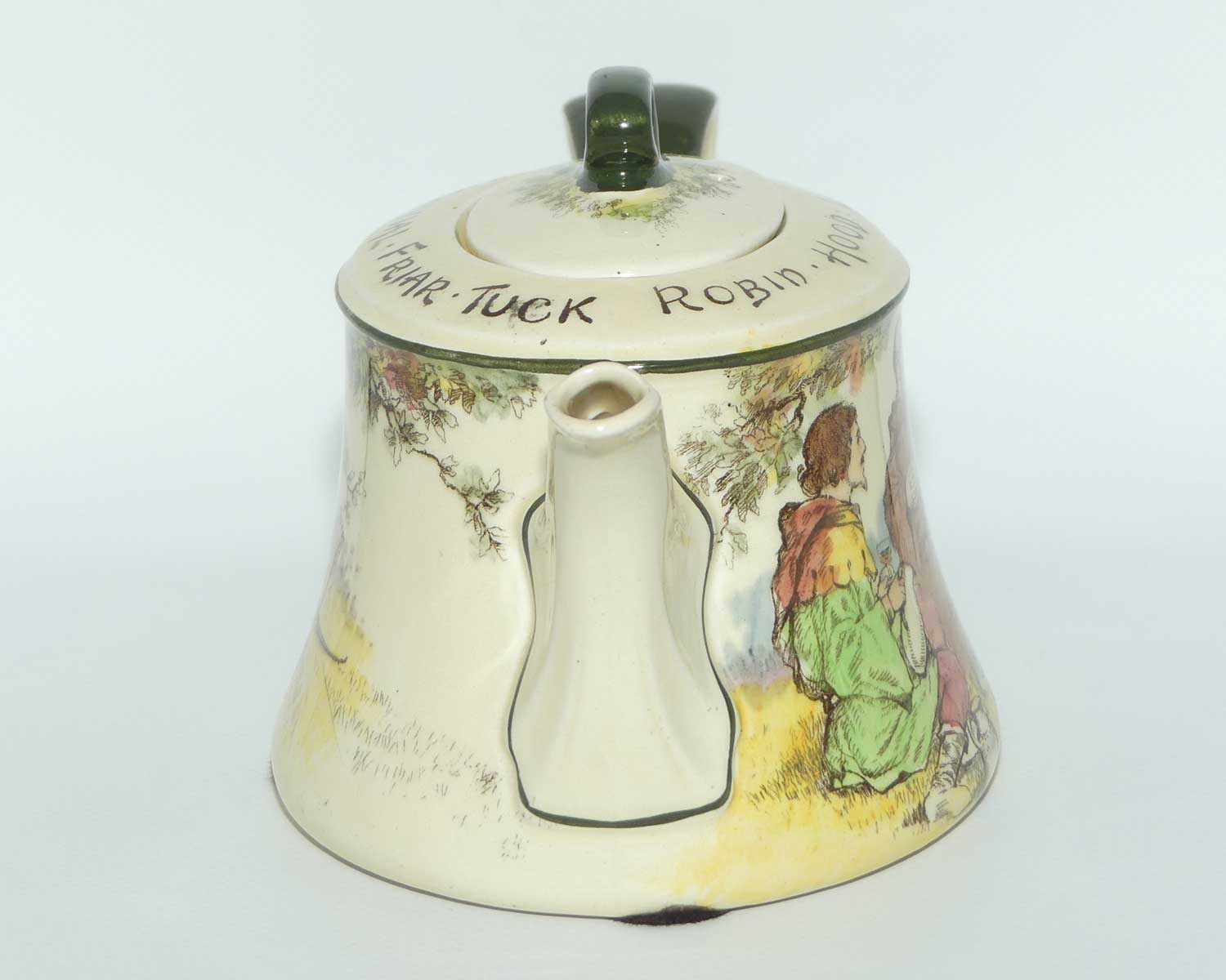 Royal Doulton Under the Greenwood Tree | Robin Hood Clive shape tea pot | Robin Hood Little John & Jovial Friar Tuck