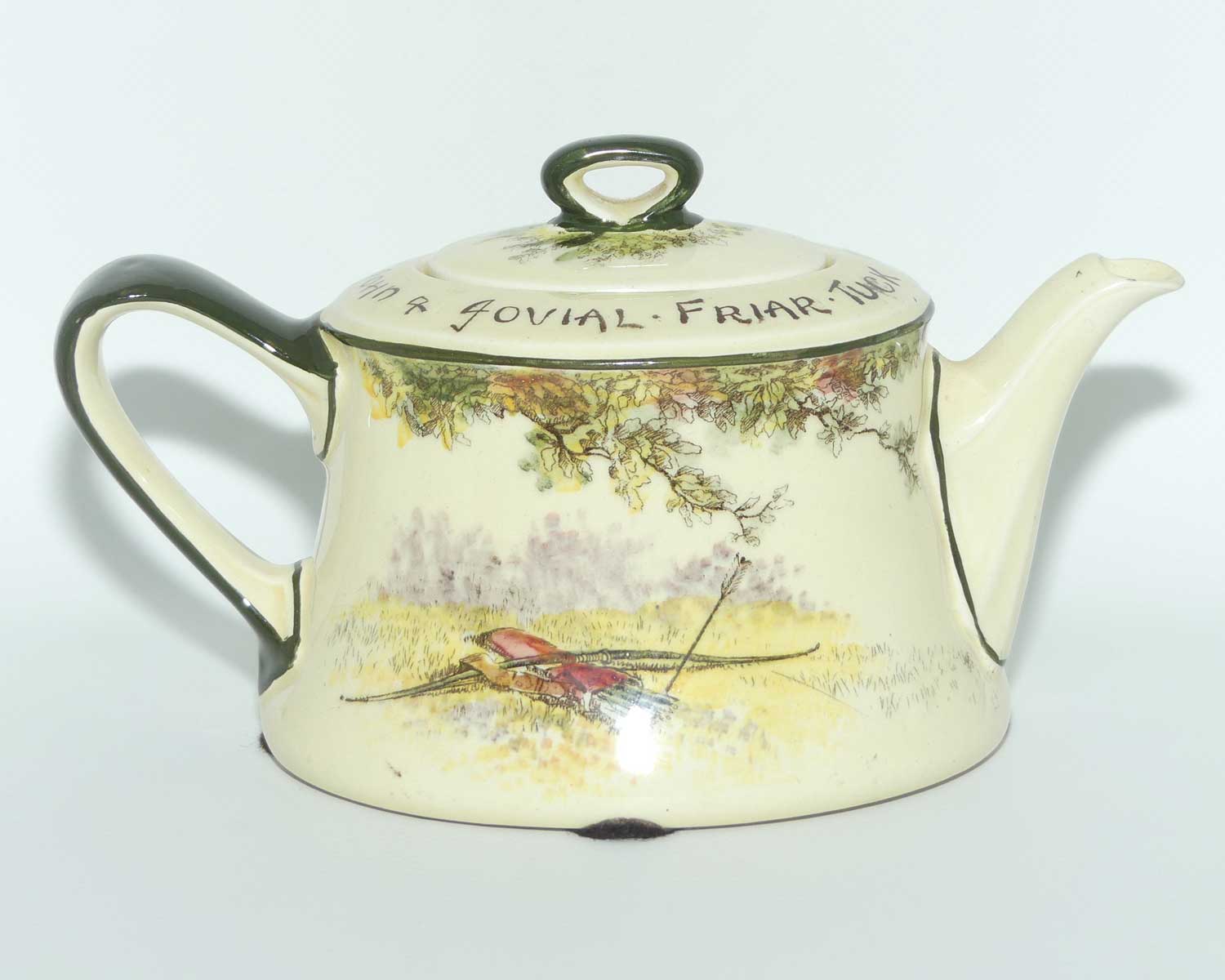 Royal Doulton Under the Greenwood Tree | Robin Hood Clive shape tea pot | Robin Hood Little John & Jovial Friar Tuck