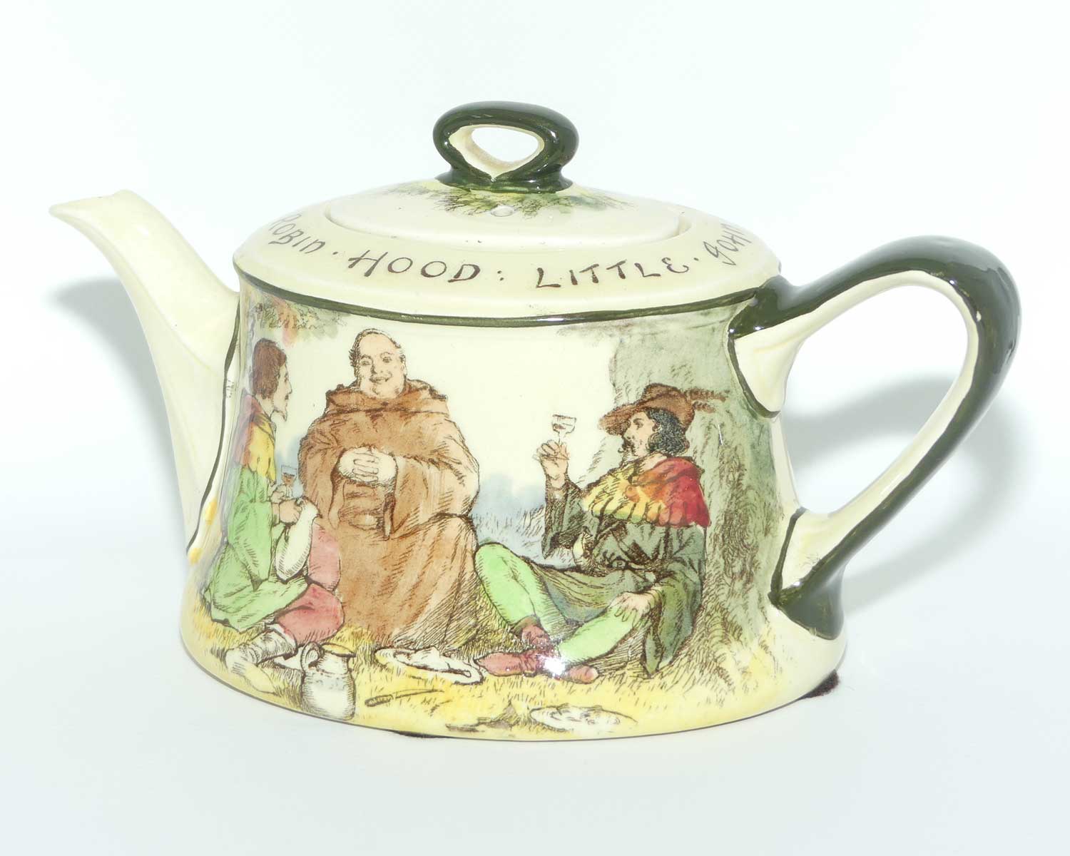Royal Doulton Under the Greenwood Tree | Robin Hood Clive shape tea pot | Robin Hood Little John & Jovial Friar Tuck