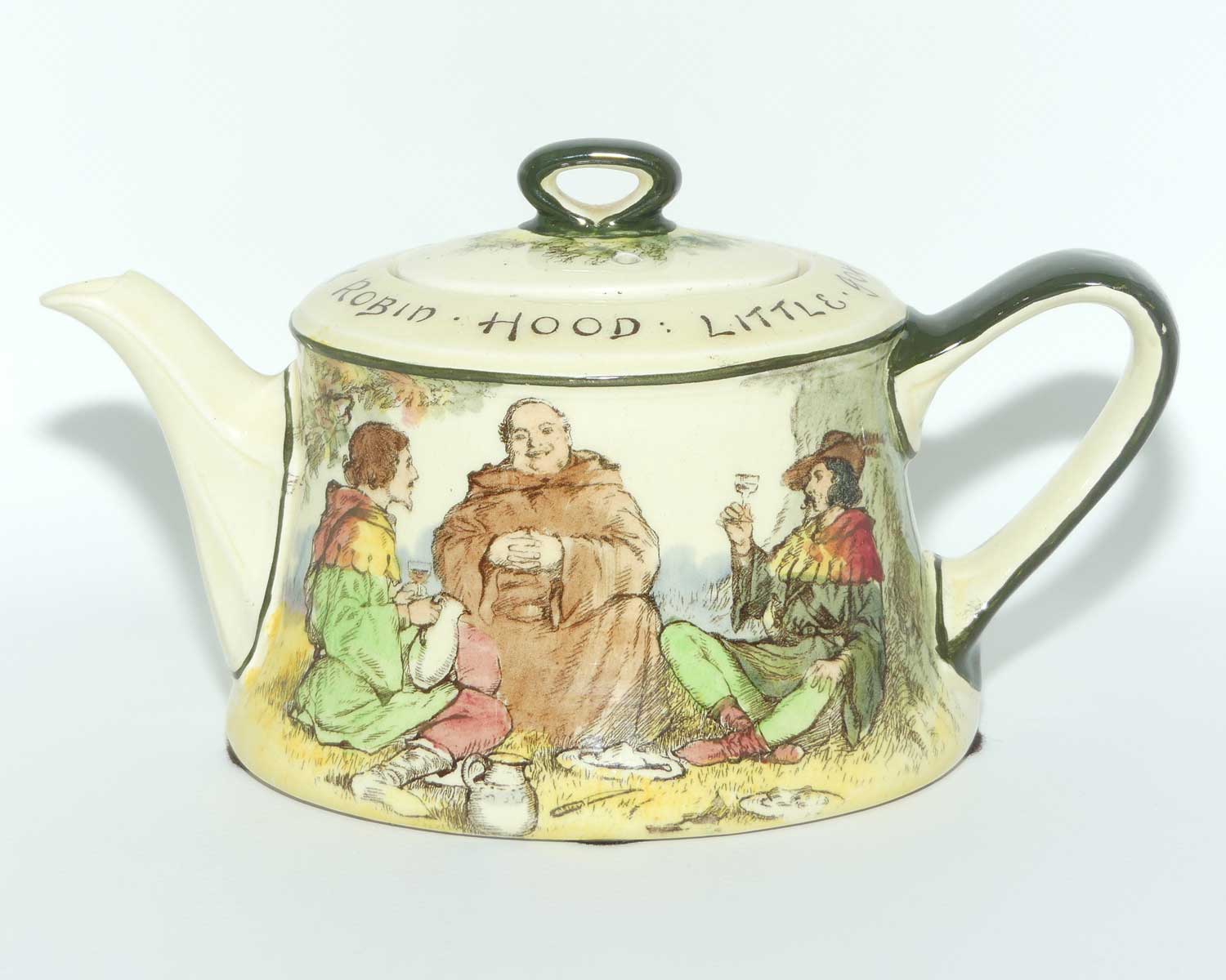 Royal Doulton Under the Greenwood Tree | Robin Hood Clive shape tea pot | Robin Hood Little John & Jovial Friar Tuck