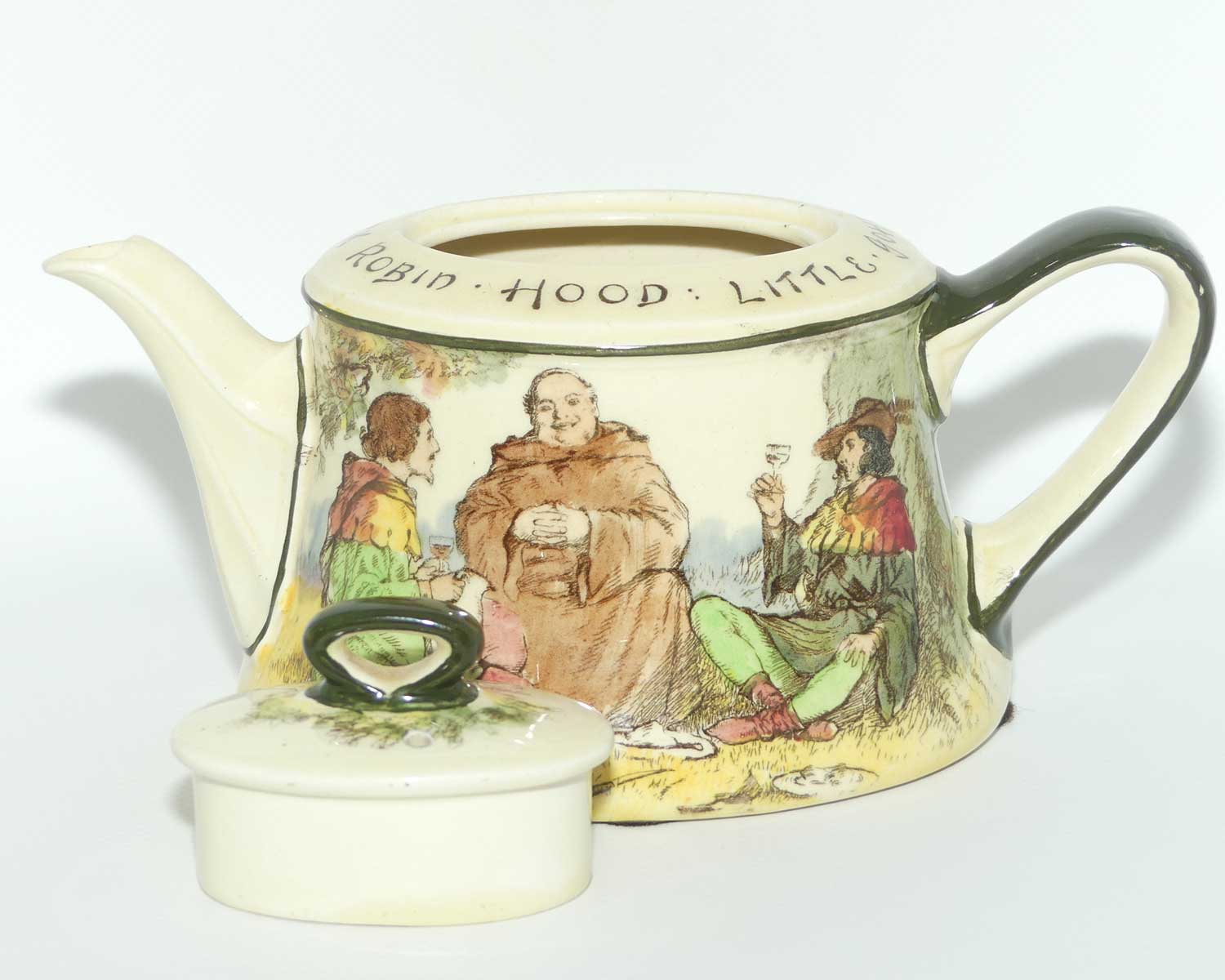 Royal Doulton Under the Greenwood Tree | Robin Hood Clive shape tea pot | Robin Hood Little John & Jovial Friar Tuck