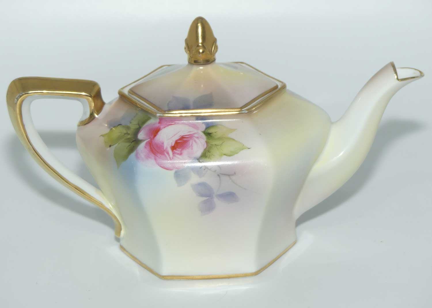 early Noritake Hand Painted by F Honda 3 piece floral decorated tea pot set