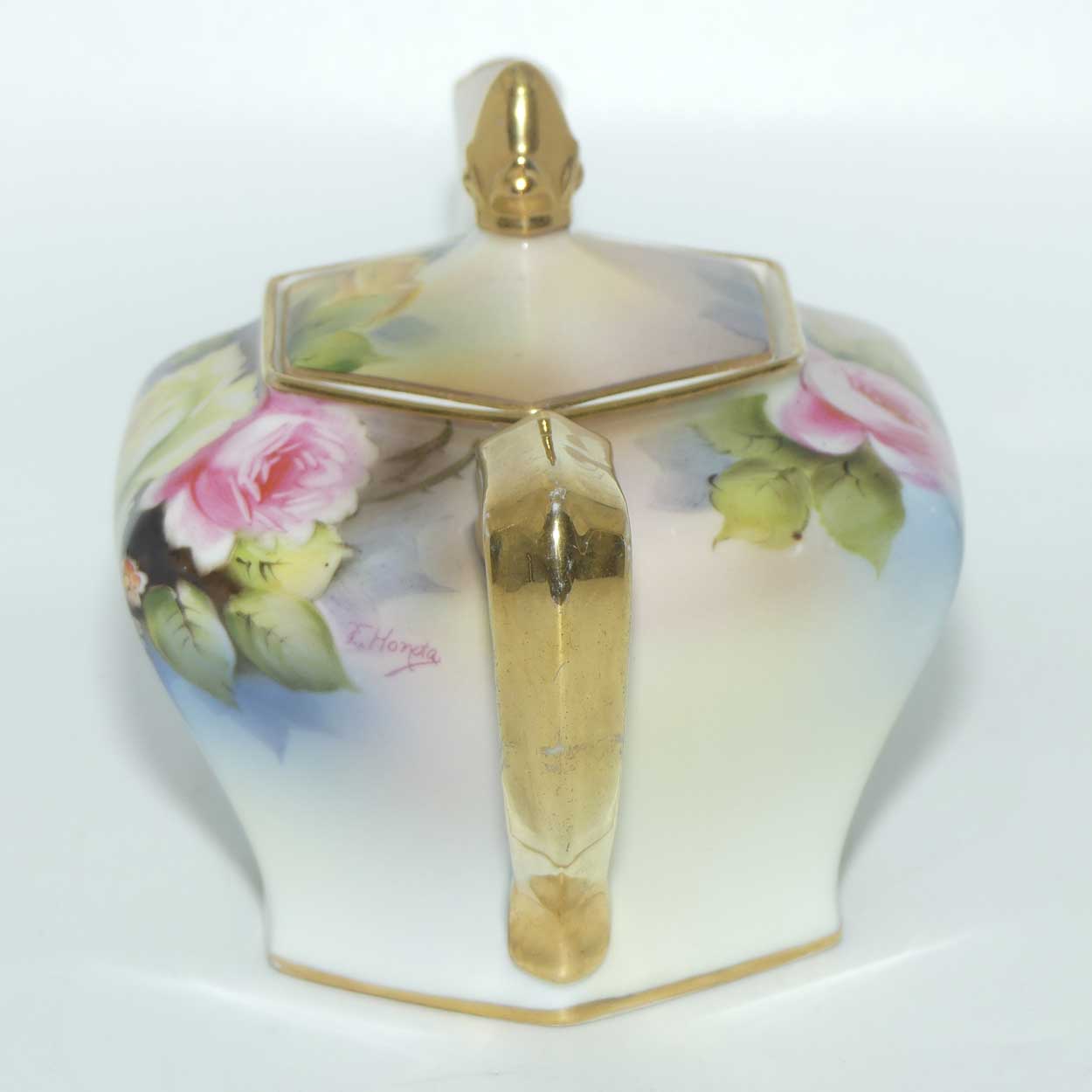 early Noritake Hand Painted by F Honda 3 piece floral decorated tea pot set