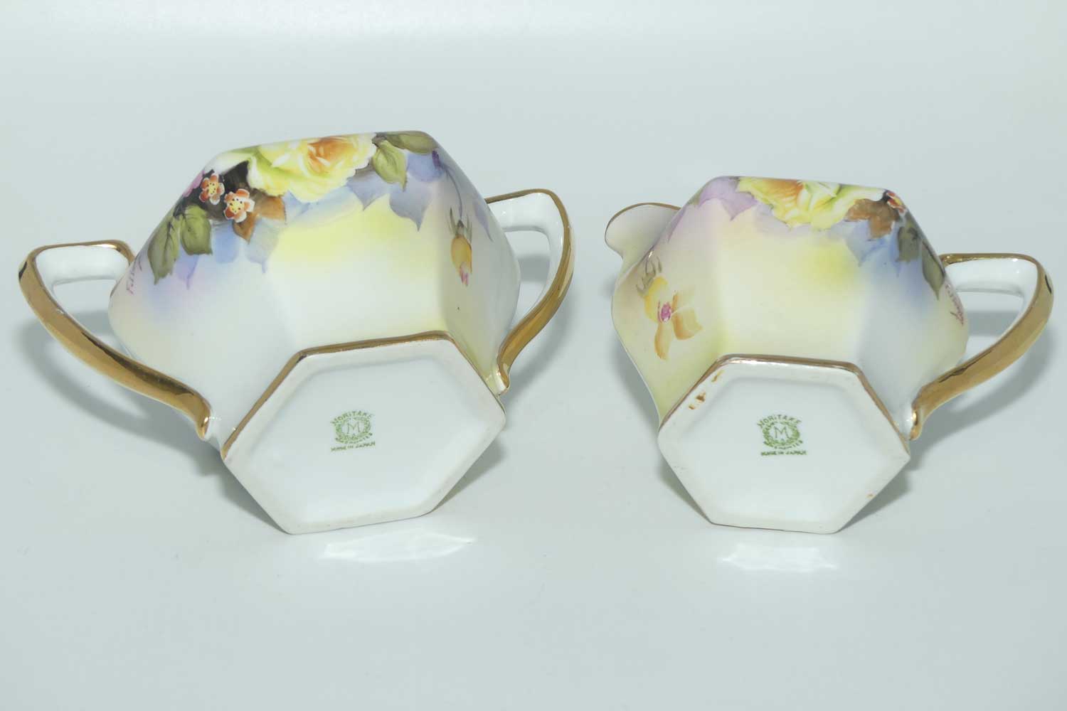 early Noritake Hand Painted by F Honda 3 piece floral decorated tea pot set