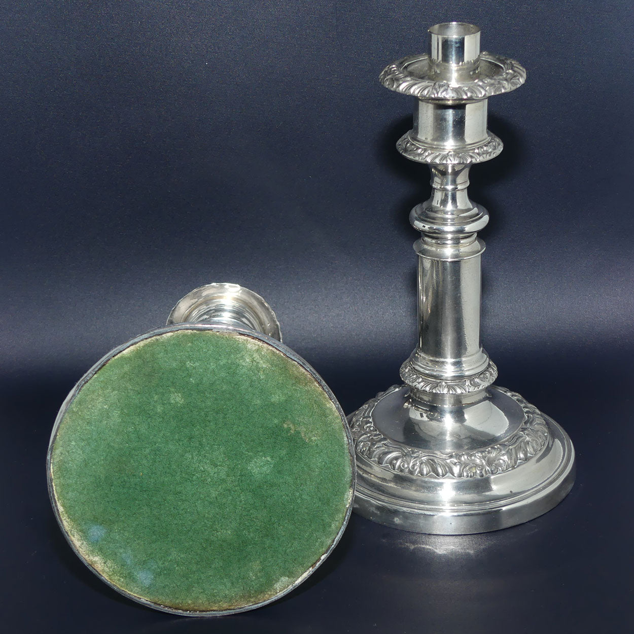 Pair of Old Sheffield Plate telescopic candlesticks